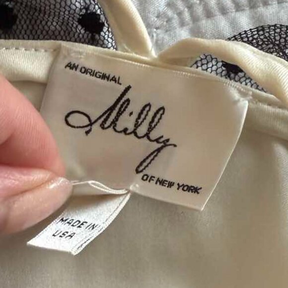 Milly silk sleeveless blouse top with buttons on the sides, cream/black size 8 - Picture 6 of 11